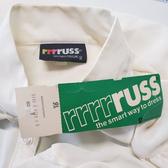 Vintage 70s Ruffled Front Sheer Cream Blouse Size 16 USA Victorian Romantic - Picture 7 of 7